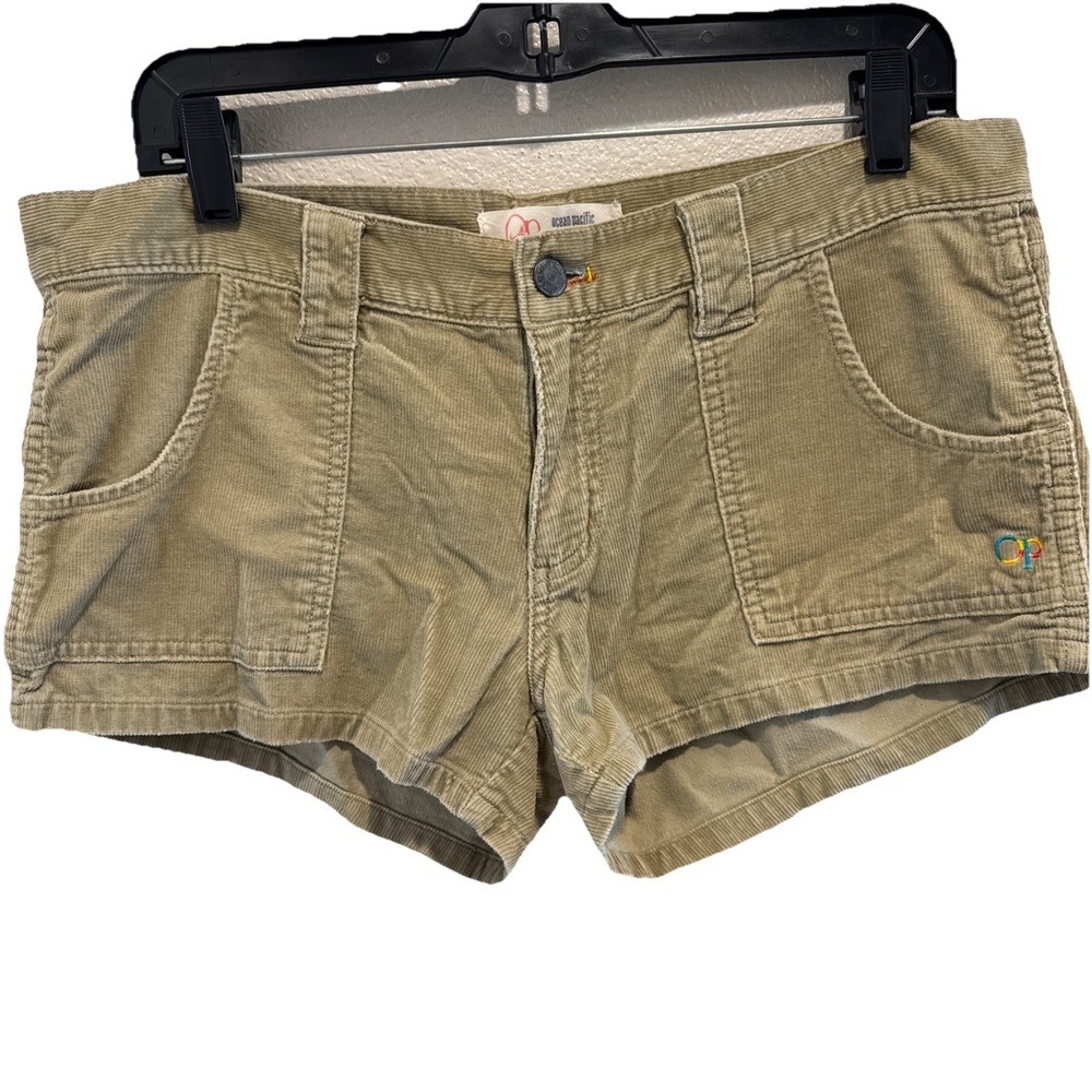 OP Ocean Pacific Women's Sz 10 Shorts Corduroy Shortie Tan Y2K Wide Wale Surf